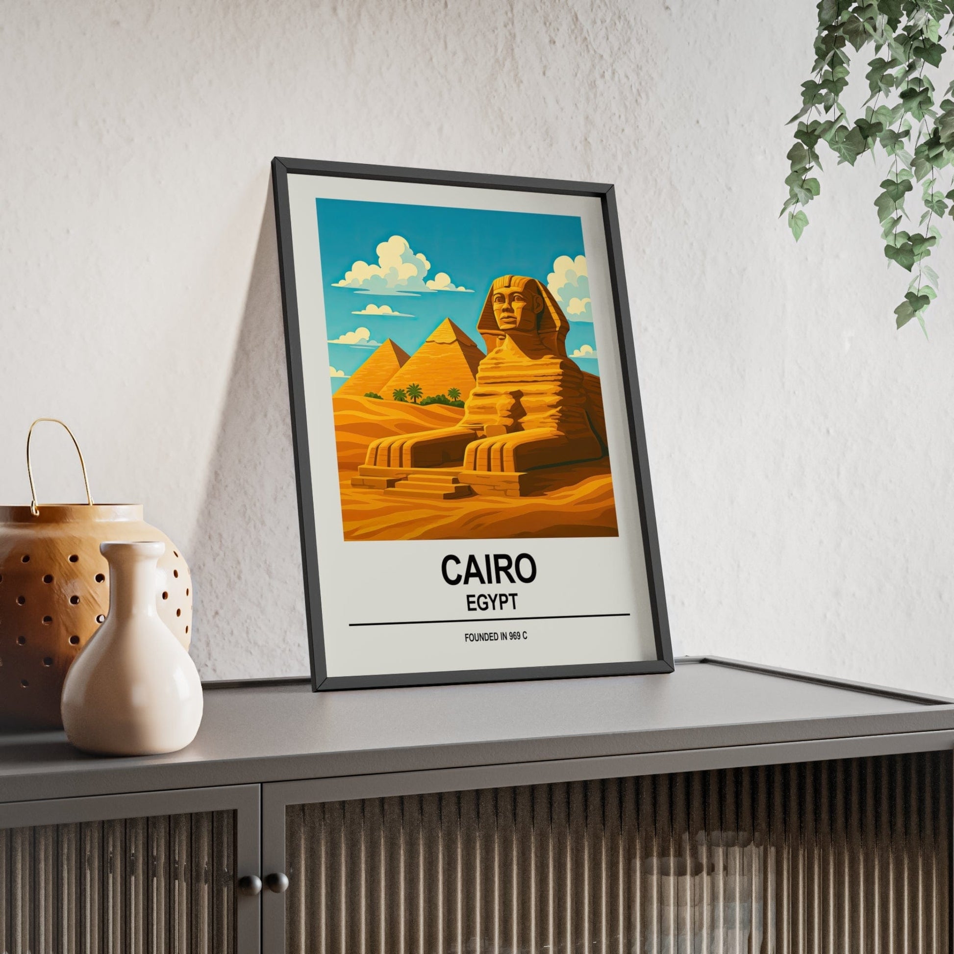 Framed Cairo travel poster back view