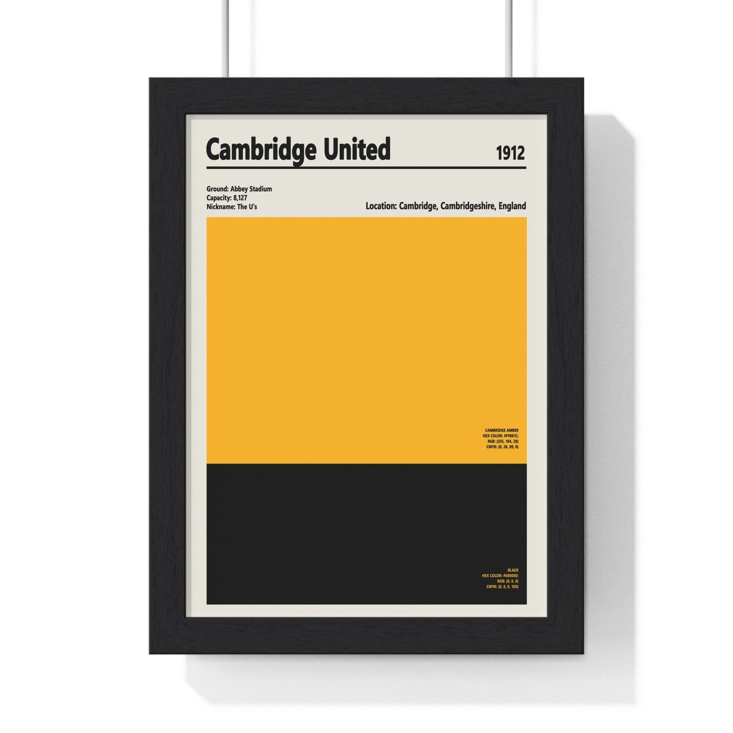 Framed Cambridge United colour swatch print