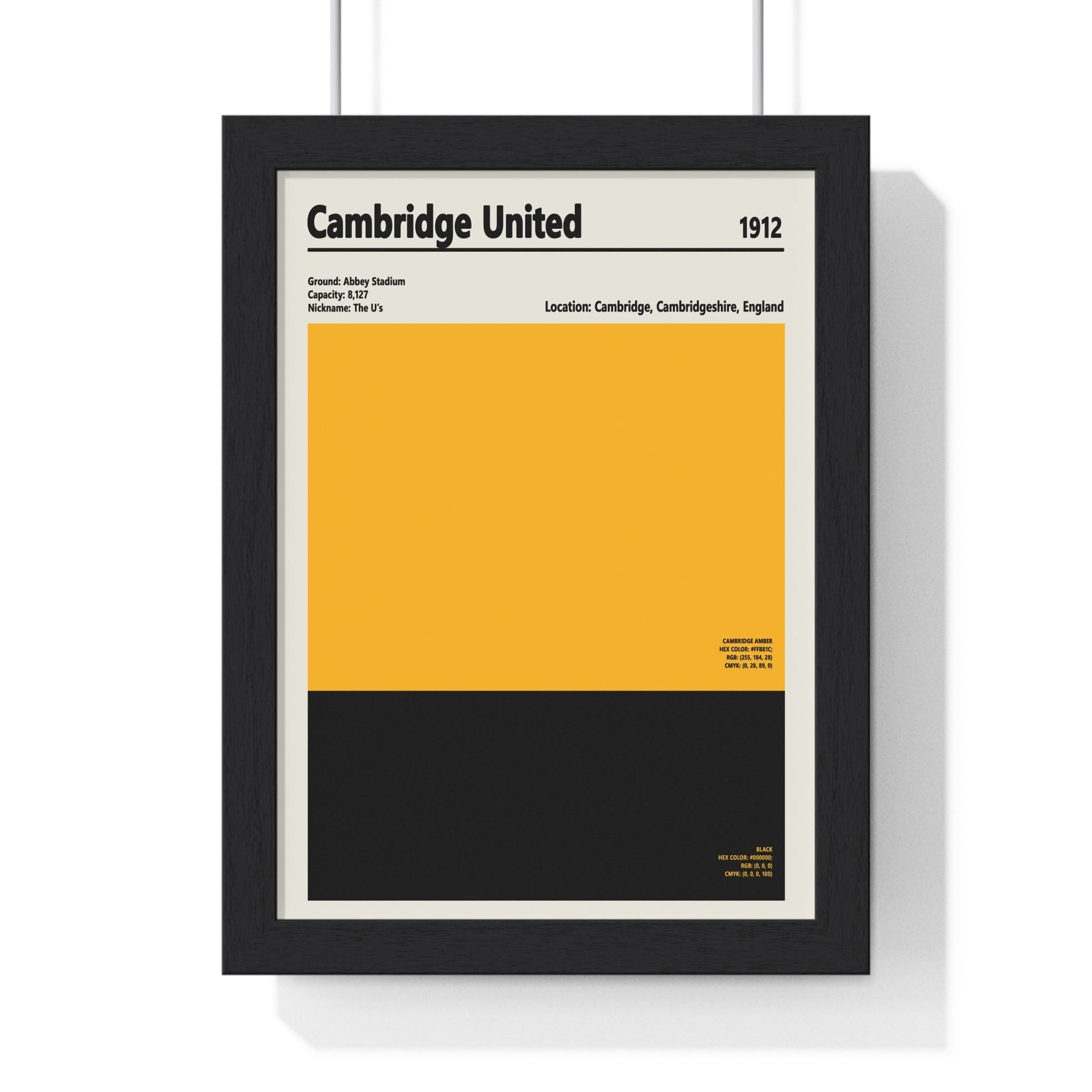 Framed Cambridge United colour swatch print