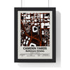 Camden Yards map print framed in a black frame, ready to hang