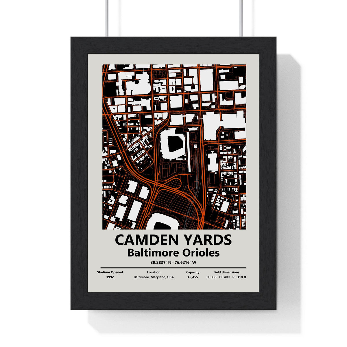 Camden Yards Baltimore Orioles MLB Stadium Map Print