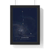 Cancer Constellation print framed in a black frame, ready to hang