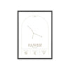 Framed Cancer Minimalist Astrology Chart poster close-up