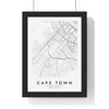 Cape Town street map poster in white, minimal city map print framed in a black frame