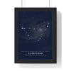 Capricorn Constellation print framed in a black frame, ready to hang