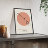 Capsaicin Molecule print framed and leaning on a sideboard