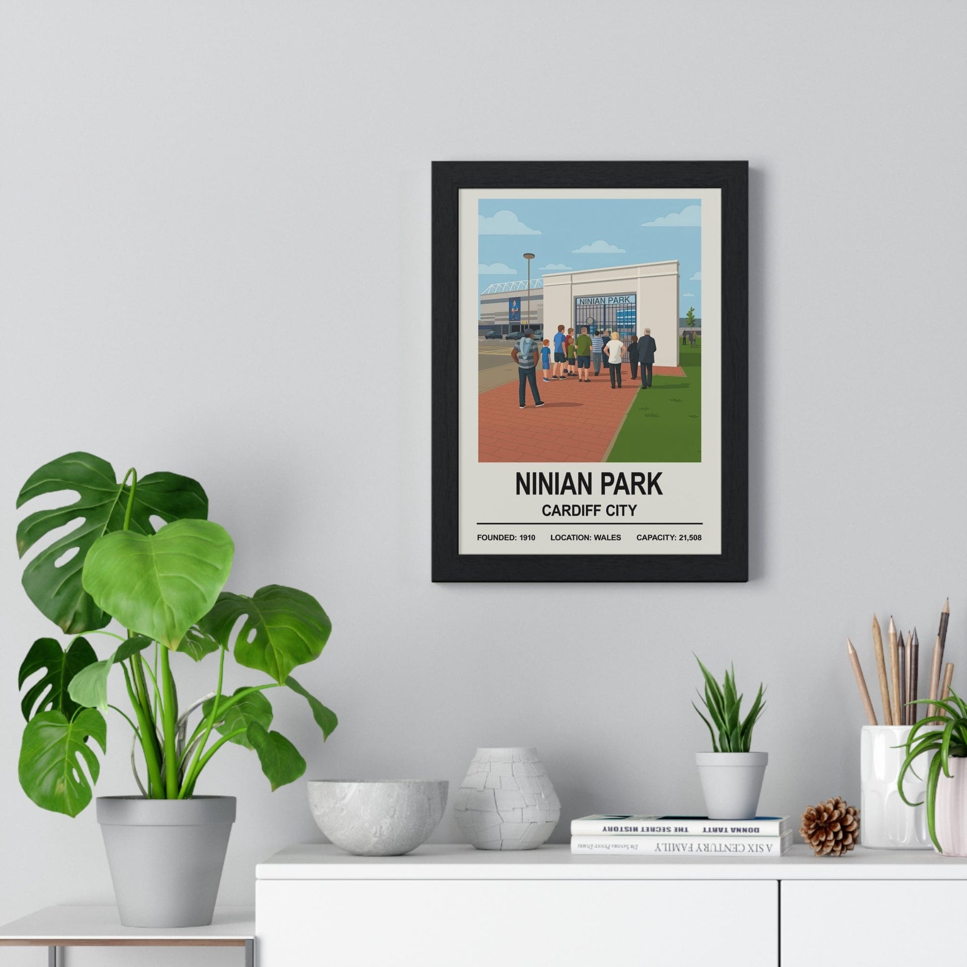 Framed Cardiff City Ninian Park Stadium poster