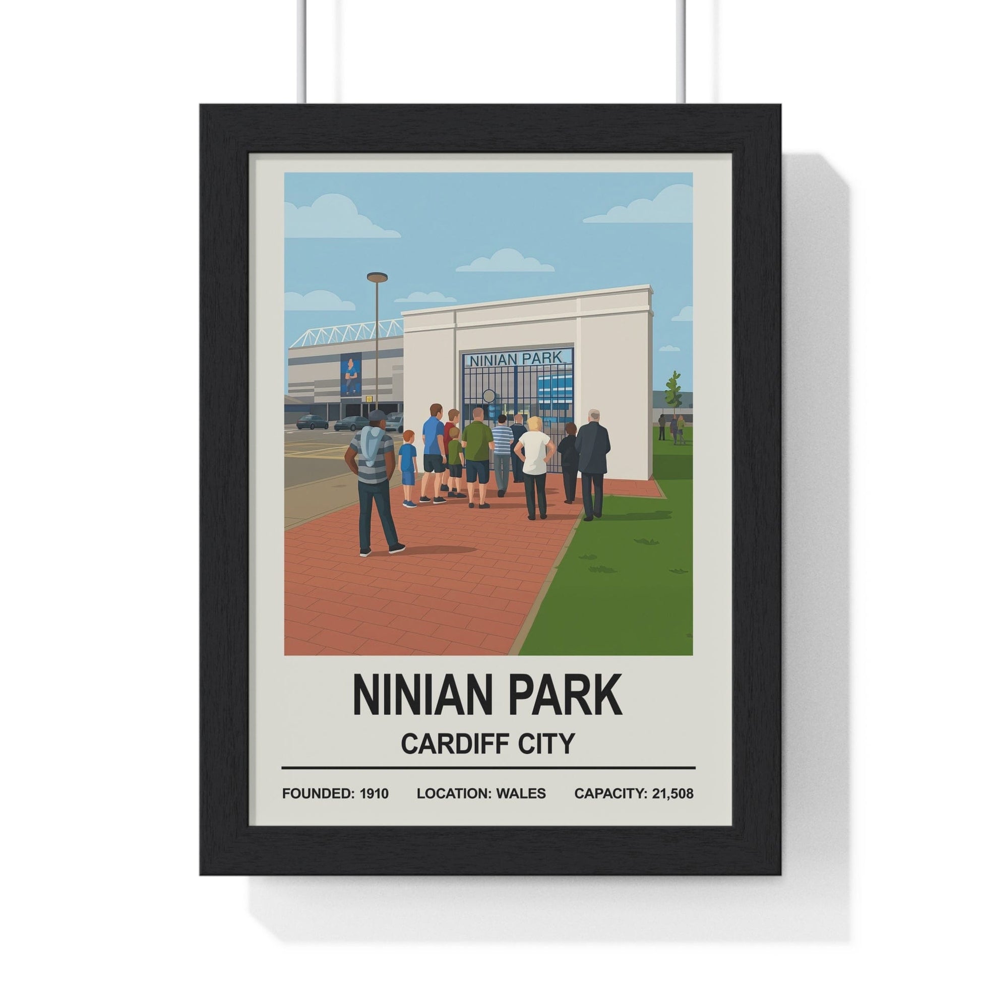 Framed Cardiff City Ninian Park Stadium poster