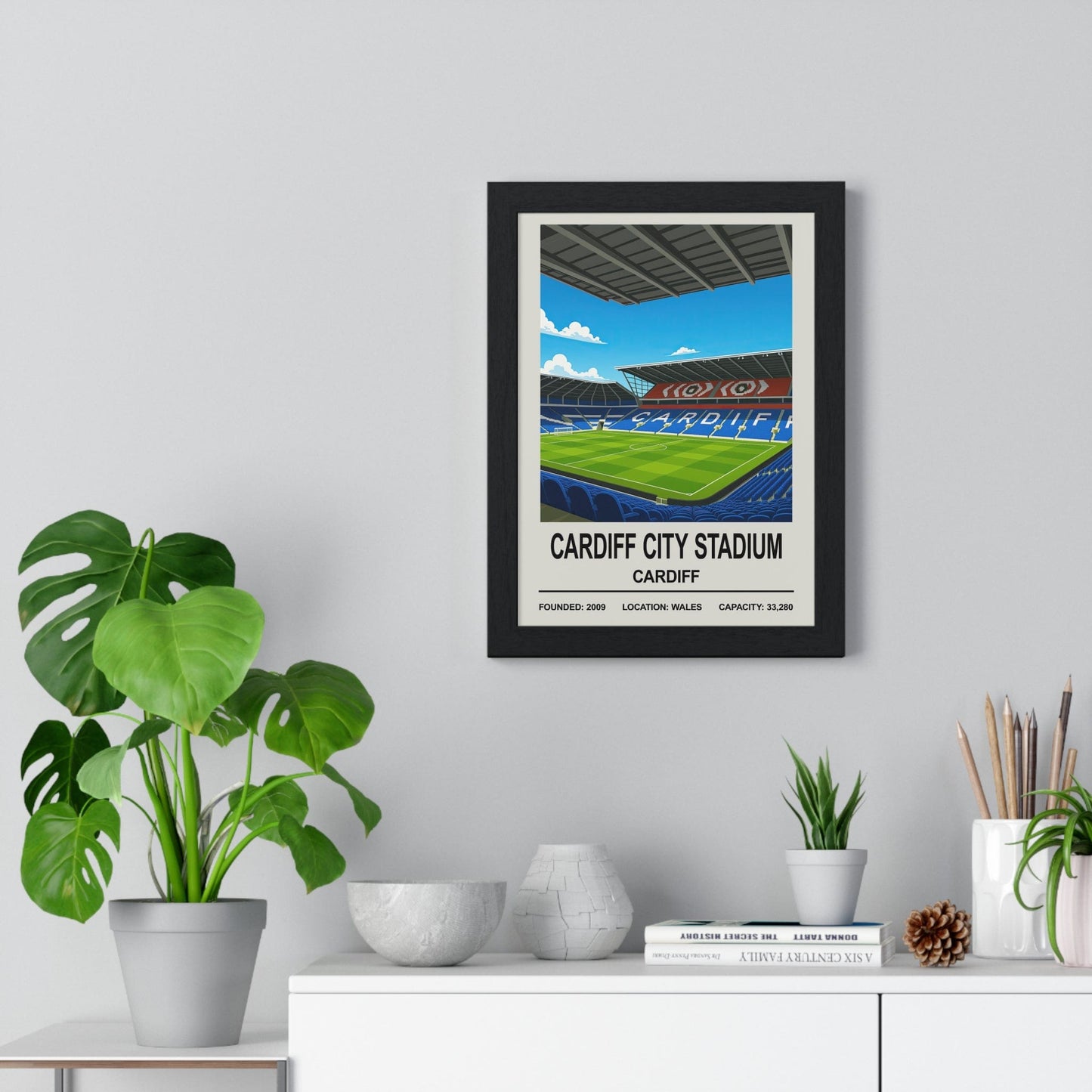 Framed Cardiff City Stadium poster