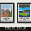 Cardiff City Then & Now Stadium Set | Ninian Park + Cardiff City Stadium Prints