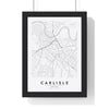 Carlisle street map poster in white, minimal city map print framed in a black frame