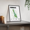 Carnoustie 17th Hole White print framed and leaning on a sideboard