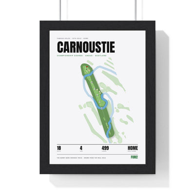 Carnoustie 18th Hole White print framed in a black frame, ready to hang