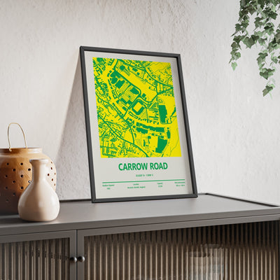 Framed Carrow Road Stadium map print
