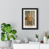 Cat on the Stairs Print framed on a living room wall
