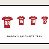 Personalised Family Football Shirt Print | Custom Team Names & Numbers (Landscape)