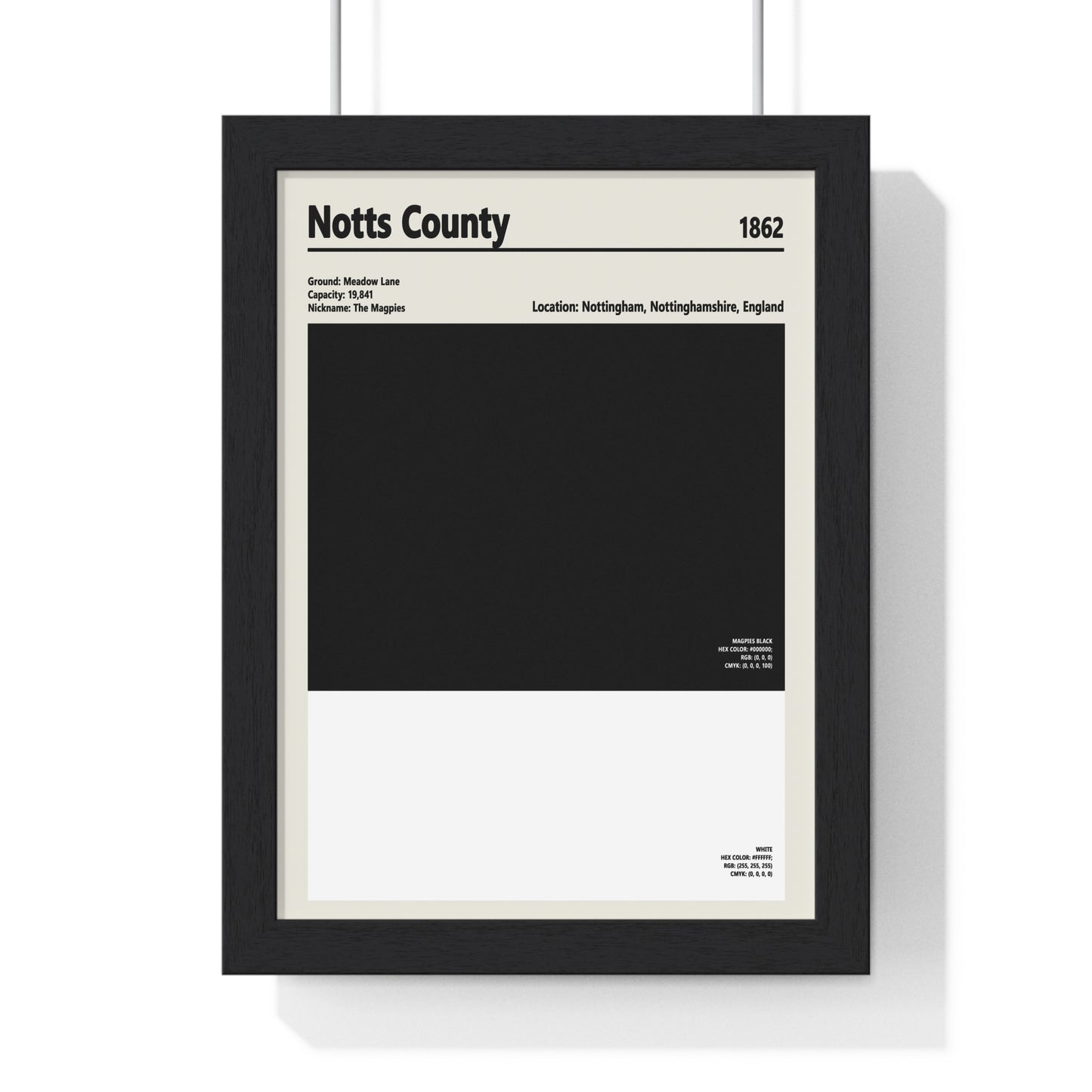 Notts County colour swatch print black and white