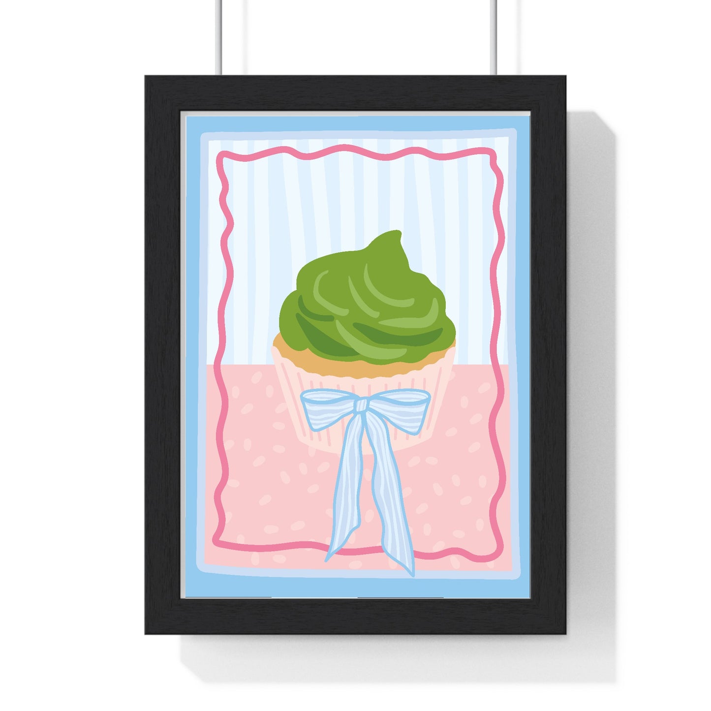 Matcha pancake poster framed in black wood frame with white mount