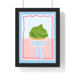 Matcha pancake poster framed in black wood frame with white mount