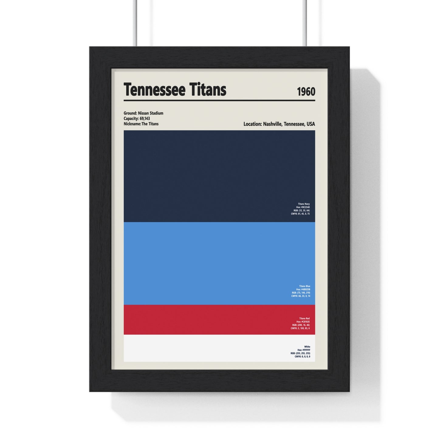 Tennessee Titans colour swatch wall art print