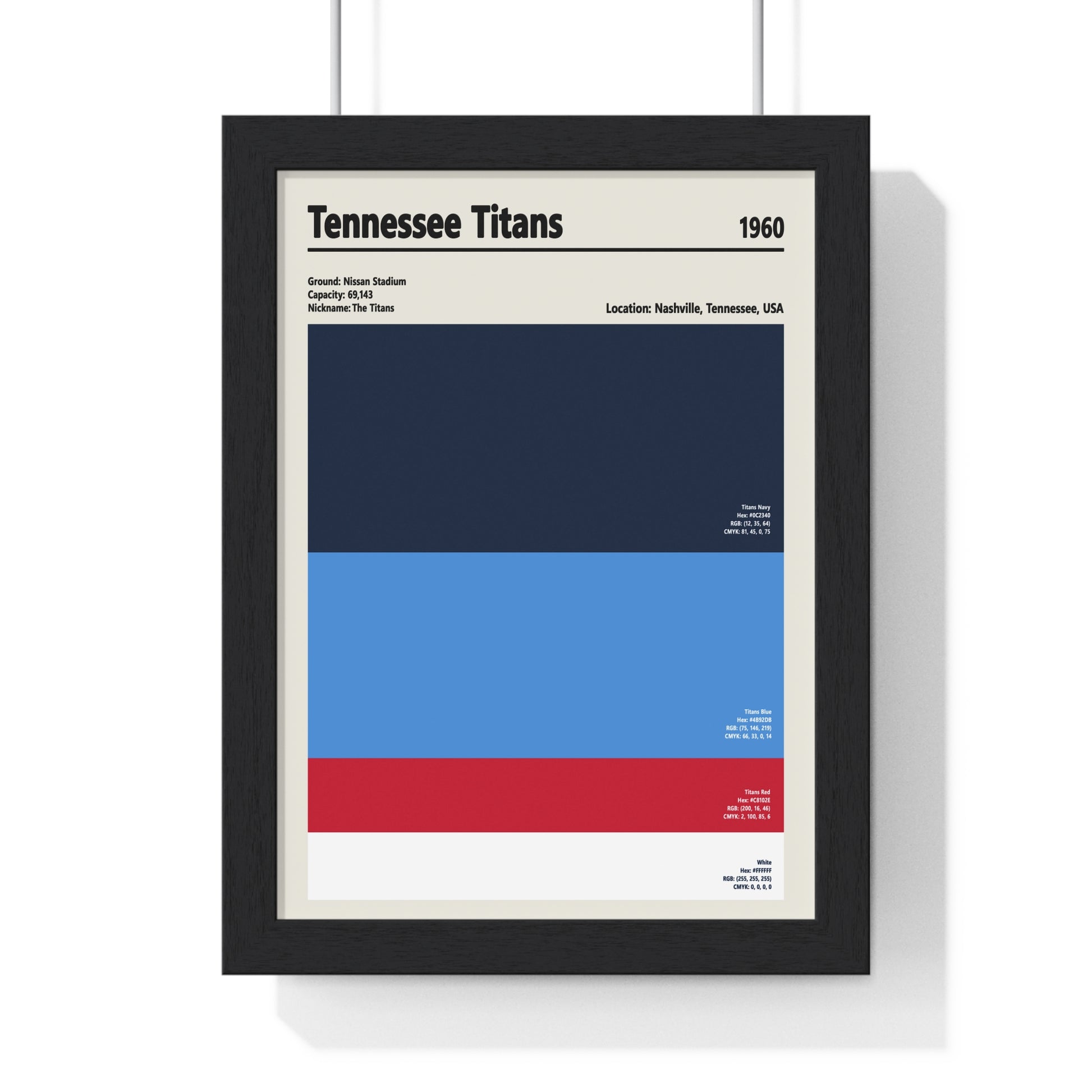 Tennessee Titans colour swatch wall art print