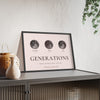 Custom family moon phase print with names and birthdays for three generations