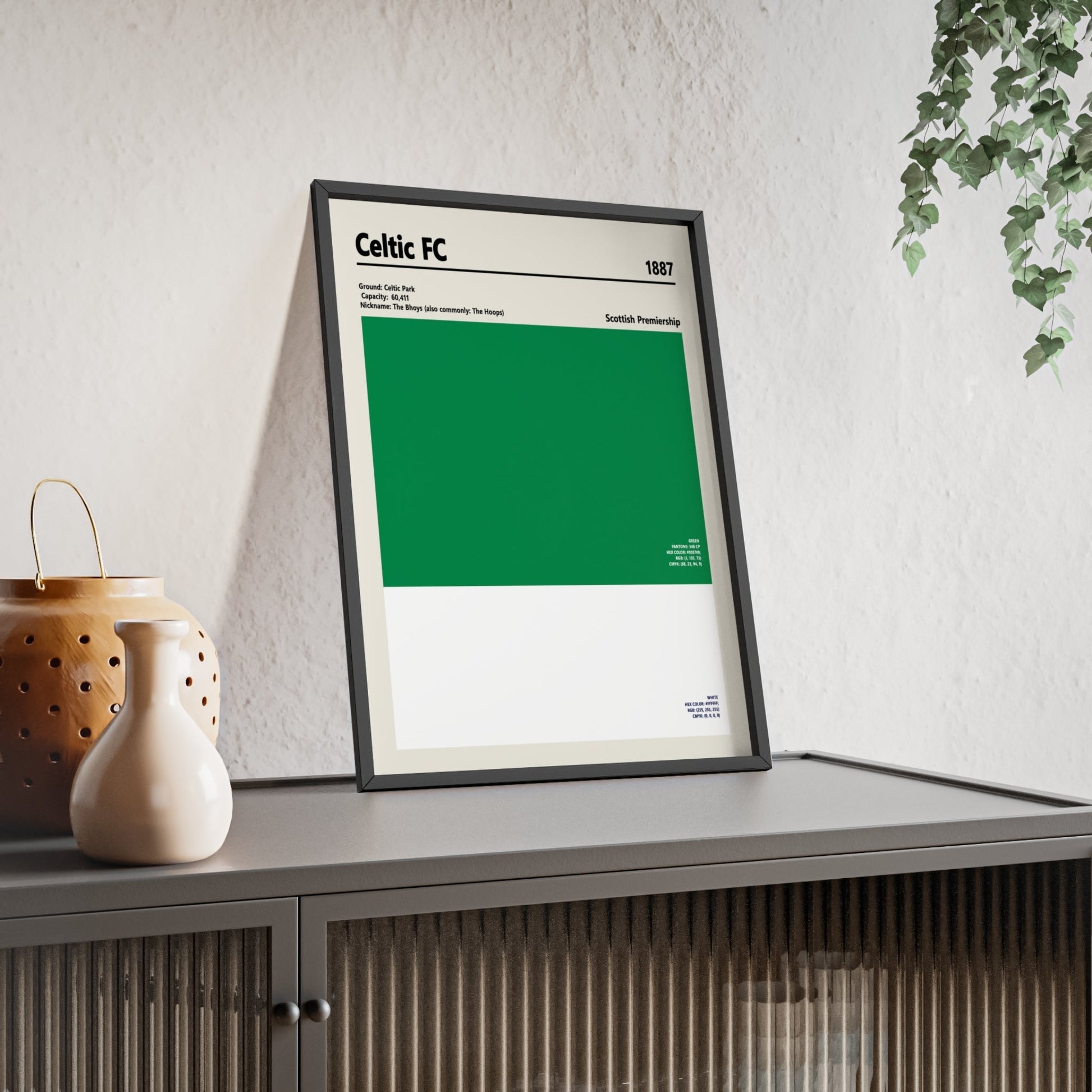 Framed Celtic FC colour swatch print