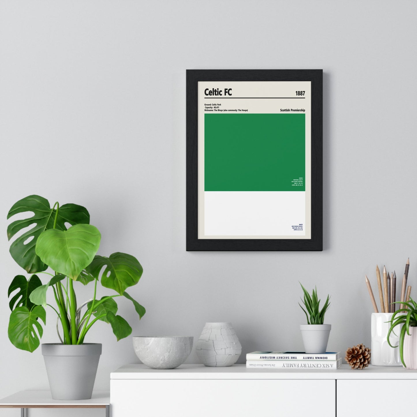 Framed Celtic FC colour swatch print