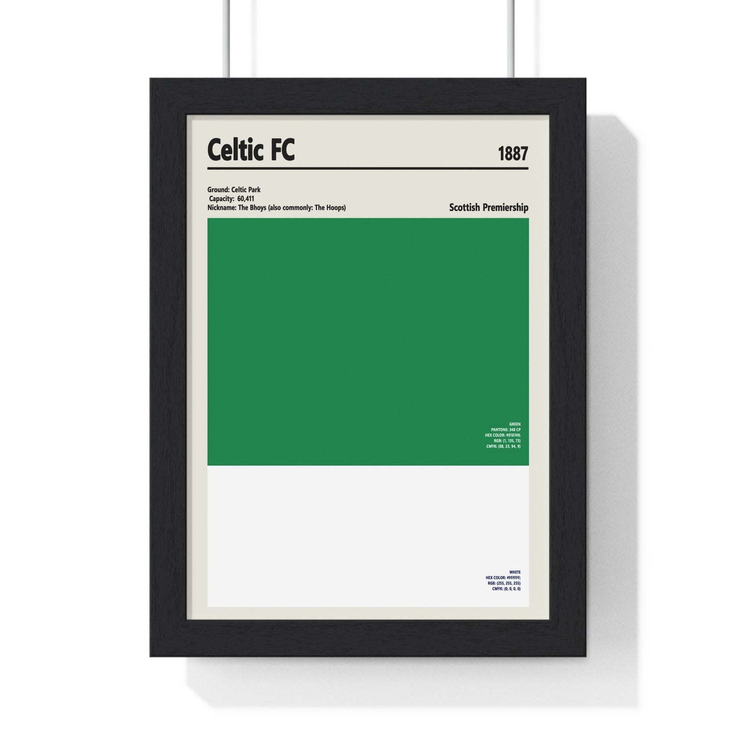 Framed Celtic FC colour swatch print