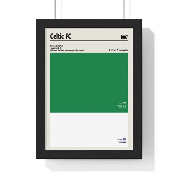Celtic FC colour swatch print framed showing iconic green and white club colours