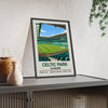 Celtic Celtic Park print framed and leaning on a sideboard