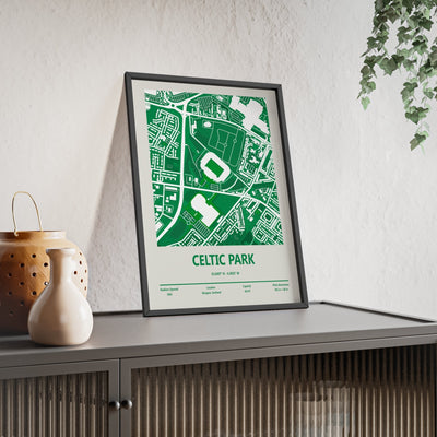 Framed Celtic Park Stadium map print