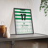 Celtic Scottish Cup Final 2026 Poster - Kelechi Iheanacho 17 Hampden Shirt Print framed and leaning on a sideboard