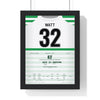 Celtic Watt 32 v Barcelona 2012 Poster framed in a black frame, ready to hang