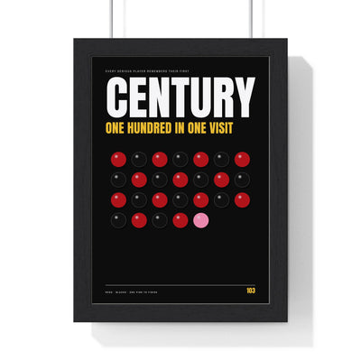 Century Break Snooker print framed in a black frame, ready to hang