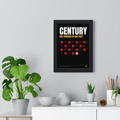 Century Break Snooker print framed on a living room wall