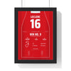 Charles Leclerc 2026 British Grand Prix Win Poster - 16 Race Suit Print framed in a black frame, ready to hang