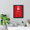 Charles Leclerc 2026 British Grand Prix Win Poster - 16 Race Suit Print framed on a living room wall