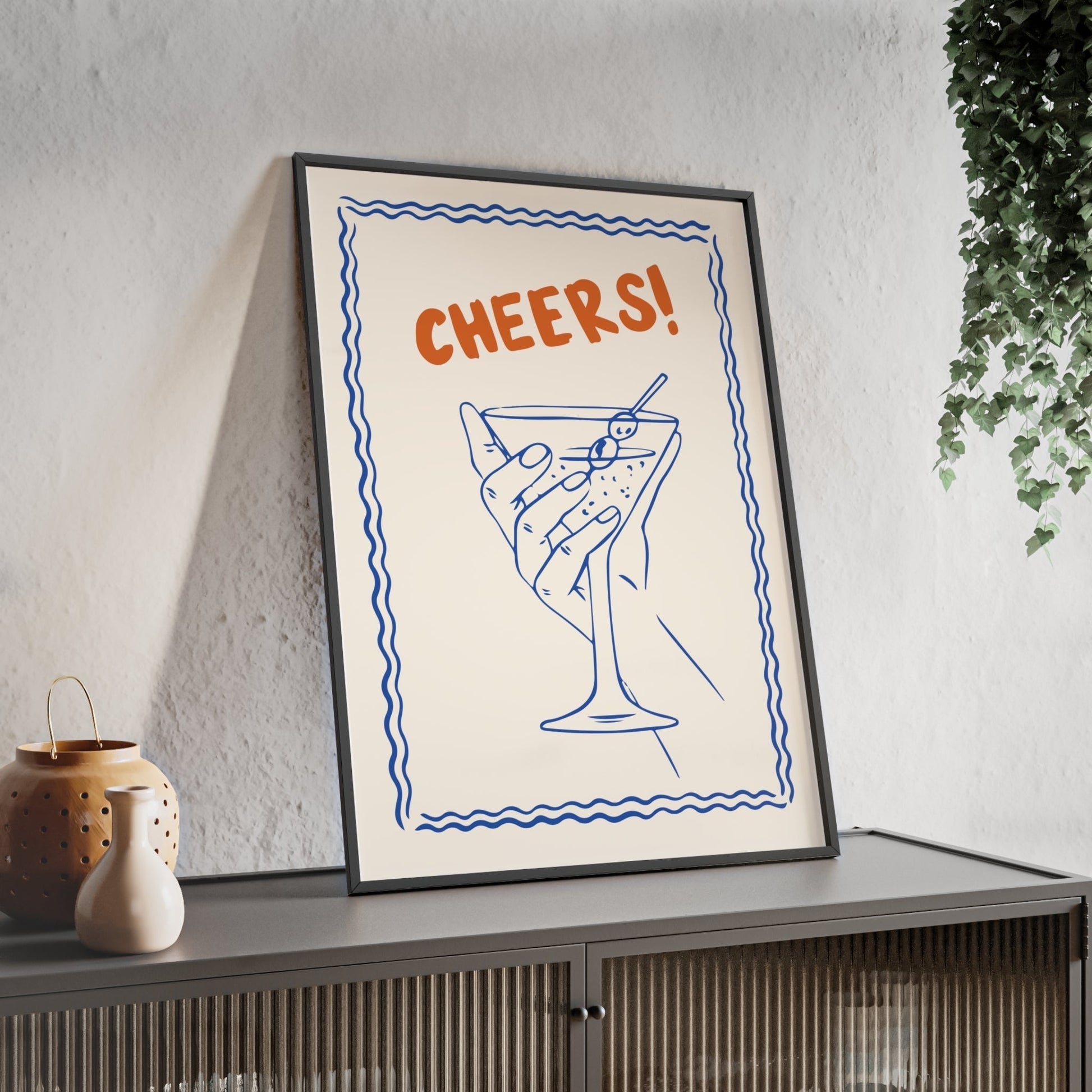 Framed Cheers Cocktail Kitchen Print - Martini Glass print