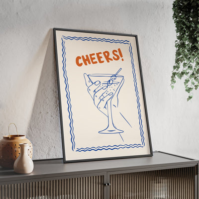Framed Cheers Cocktail Kitchen Print - Martini Glass print