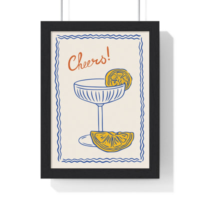 Framed Cheers Cocktail - Lemon Cocktail Bar print
