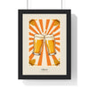 Cheers Retro Beer Poster framed in a black frame, ready to hang