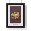 Cheese Board Print framed in a black frame, ready to hang