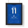 Chelsea Champions League Final 2012 Munich Poster - Drogba 11 framed in a black frame, ready to hang