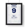 Chelsea Champions League Semi-Final 2012 Poster - Fernando Torres 9 Camp Nou Shirt Print framed in a black frame, ready to hang