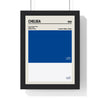 Chelsea Colour Swatch Print framed in a black frame, ready to hang