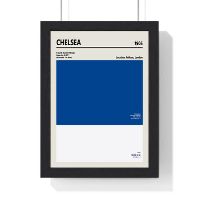 Chelsea Colour Swatch Print framed in a black frame, ready to hang