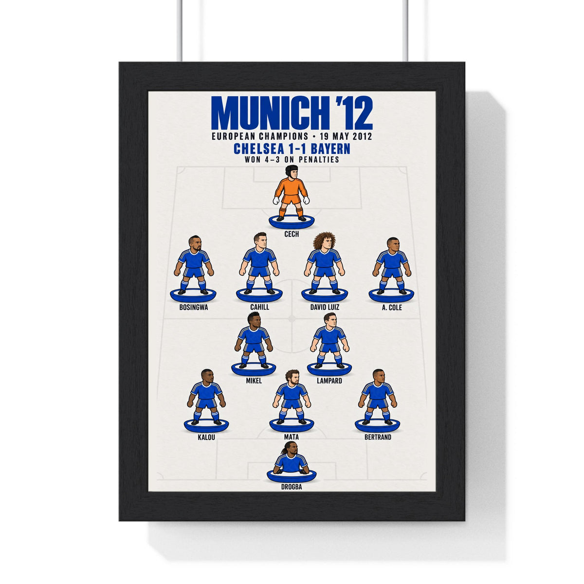 Chelsea Munich 2012 XI print in a black frame
