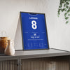 Chelsea Premier League Champions 2005 Poster - Frank Lampard 8 Bolton Shirt Print framed and leaning on a sideboard