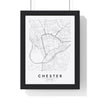 Chester street map poster in white, minimal city map print framed in a black frame